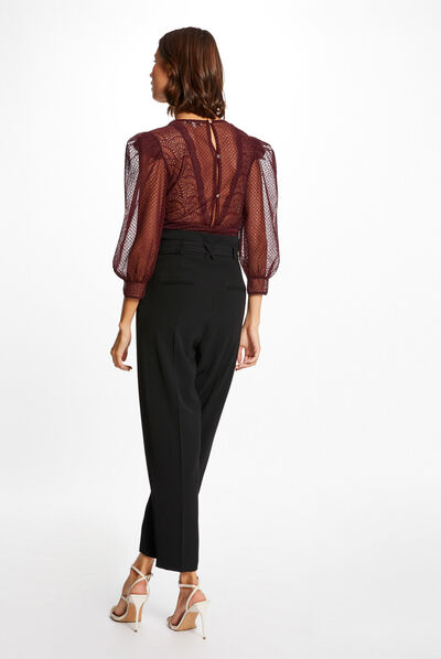 Body with puff 3/4-length sleeves plum ladies'