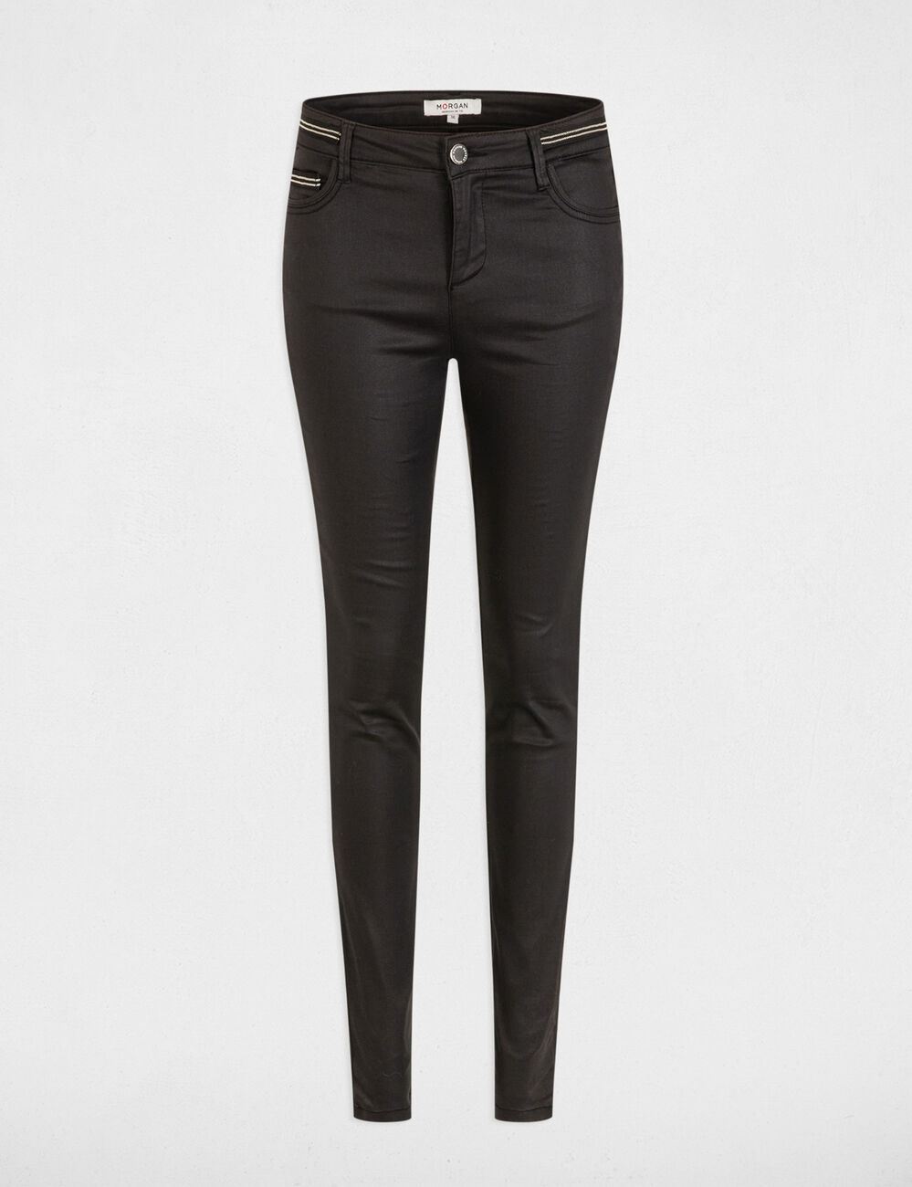 Slim trousers with wet effect black women