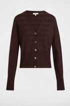 Long-sleeved cardigan dark brown women