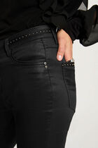 Slim trousers wet effect black women