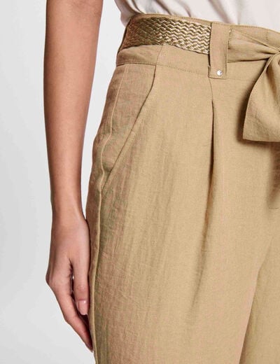 Belted peg trousers beige women