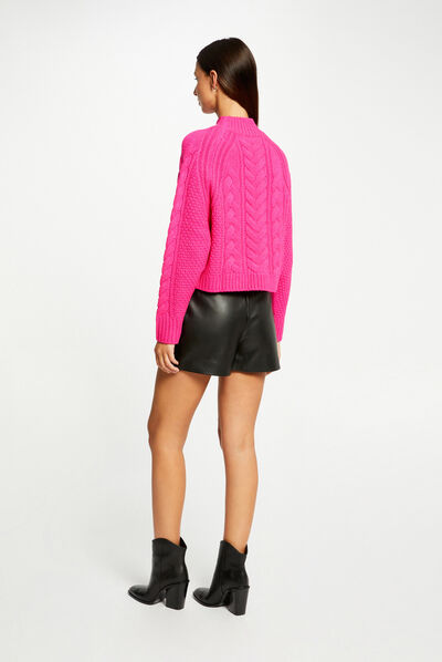 Long-sleeved jumper with high collar medium pink ladies'