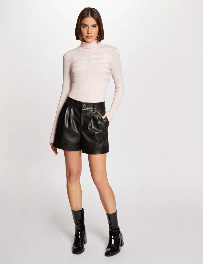 pull manches longues col roule rose femme Pull manches longues col roulé rose femme