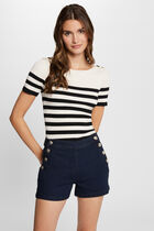 Fitted denim short raw denim women