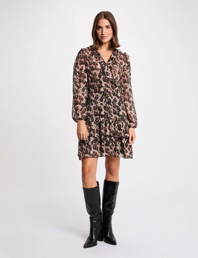 Short V-neck dress multicolor women