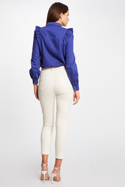Long-sleeved shirt with ruffles purple ladies'