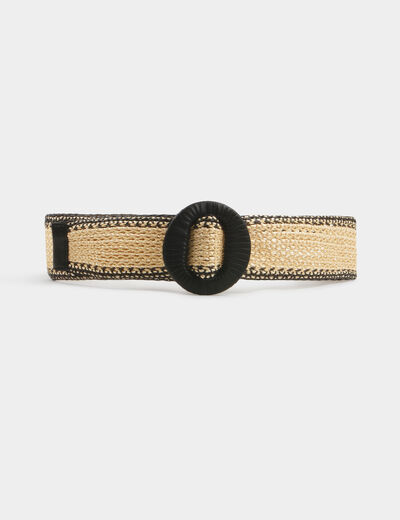 Elasticised braided belt black ladies'