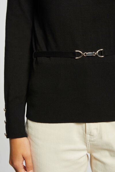 Long-sleeved jumper with ornament black ladies'