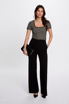 Striped short-sleeved t-shirt black women