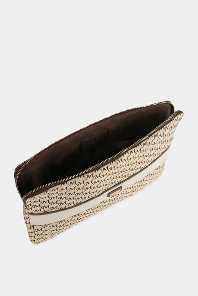 Laptop case with monogram print beige ladies'