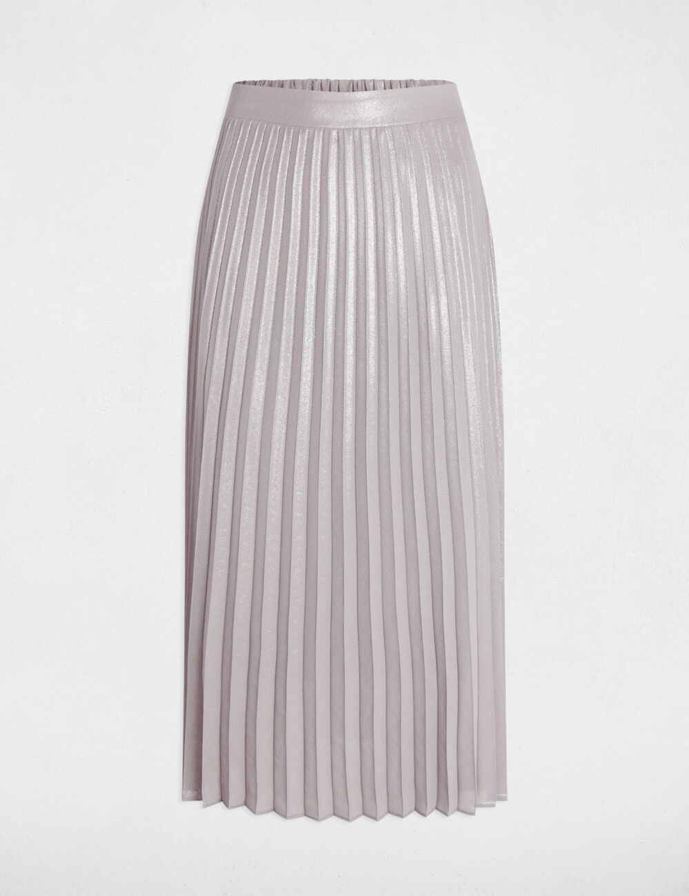 Maxi pleated skirt silver color women