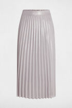 Maxi pleated skirt silver color women