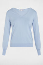 Jumper with V-neck sky blue women