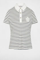 Striped top with polo collar white women
