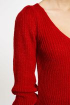 Long-sleeved jumper with V-neck medium red women