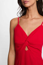 Straight maxi dress with slit red women