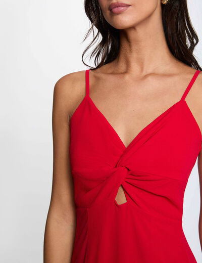 Straight maxi dress with slit red women