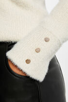 Long-sleeved jumper with V-neck ivory women