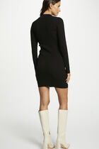 Robe pull ajustée à ouverture noir femme