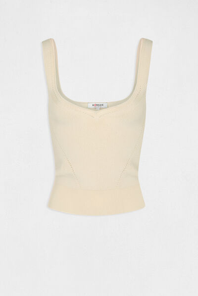 Jumper vest top with V-neck ivory ladies'