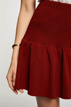 Fitted short skirt cognac brown women