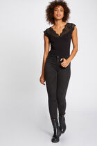 Short-sleeved t-shirt with lace black women