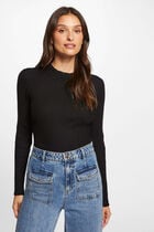 Ribbed jumper high collar black women
