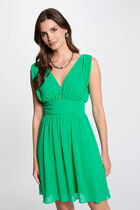 Mini loose A-line dress emerald green women