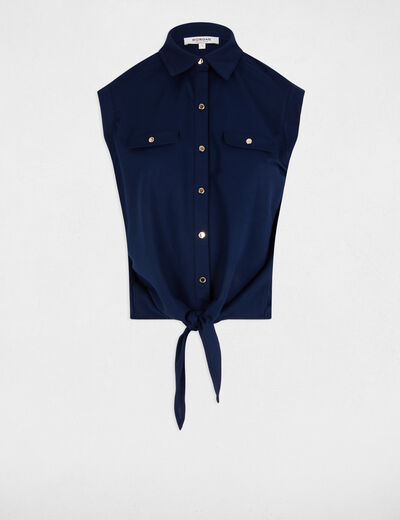 Sleeveless blouse petroleum blue women