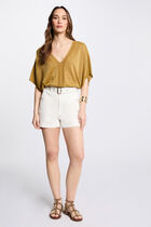 Jumper short sleeves mustard yellow women