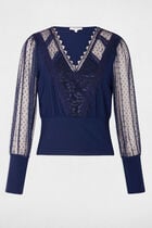 Long-sleeved t-shirt navy blue women