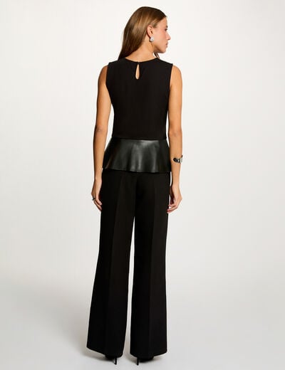 Fitted faux leather t-shirt black women