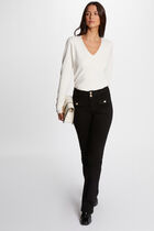 Long-sleeved jumper V-neck ivory women