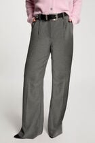 Wide leg trousers with darts light grey women