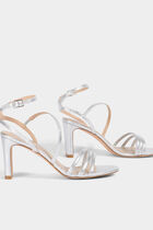 Sandals with heels silver color women