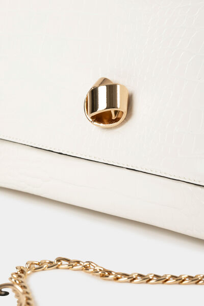 Clutch bag with croc effect white ladies'
