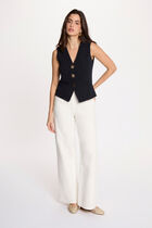 Sleeveless V-neck cardigan navy blue women