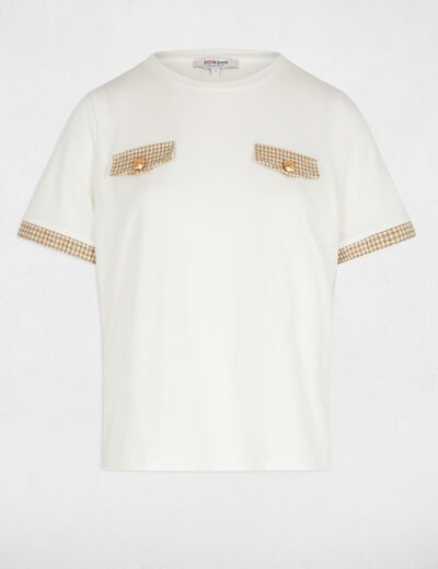 Cropped t-shirt with round neck white women