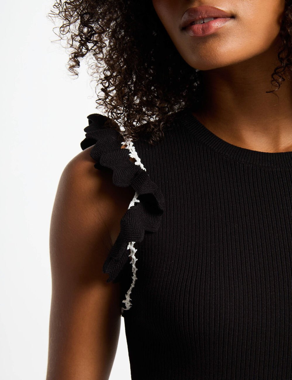 Robe tricot ajustée noir femme
