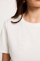 Embroidered round neck t-shirt white women