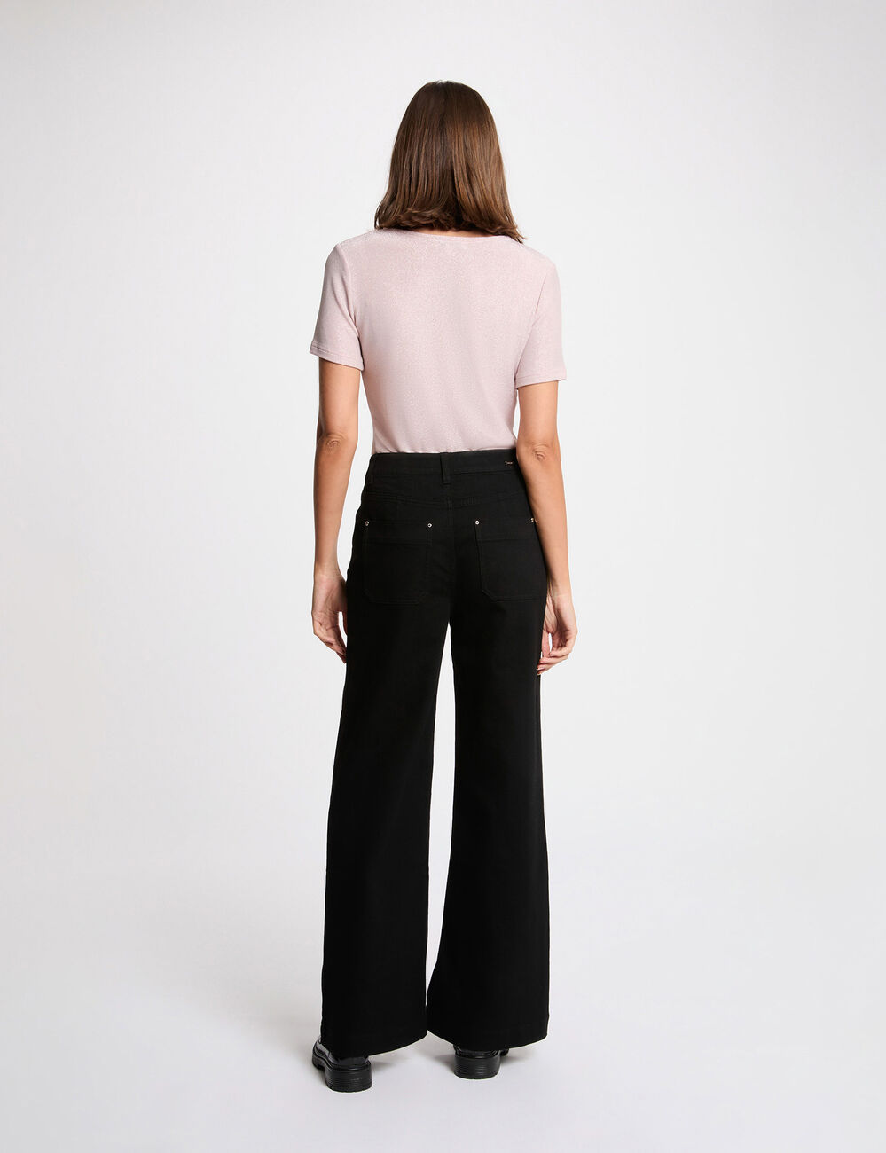 high waisted wide leg jeans black women High-waisted wide-leg jeans black women