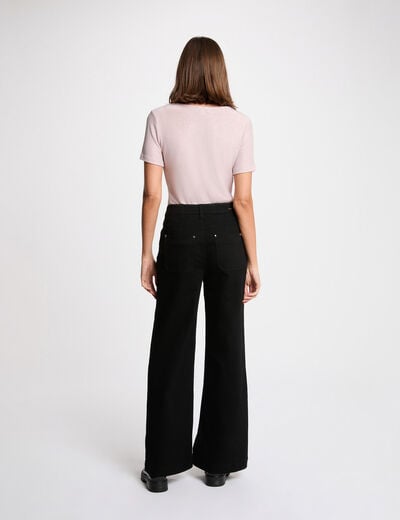 high waisted wide leg jeans black women High-waisted wide-leg jeans black women