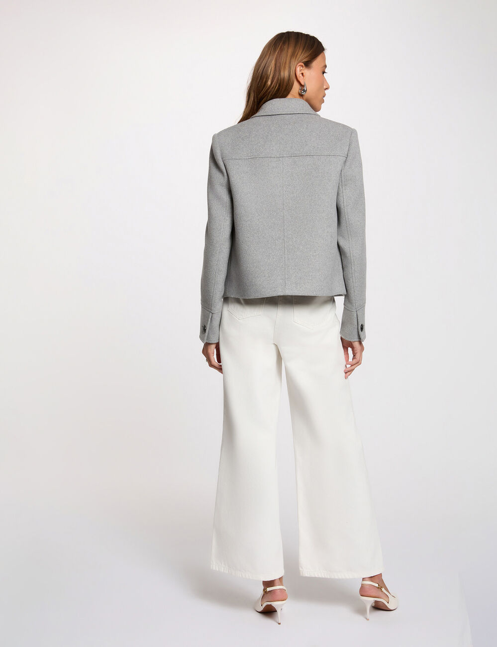 Fitted short coat mid-grey women