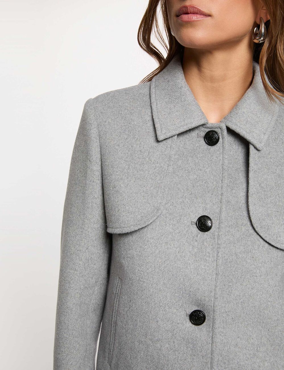 Fitted short coat mid-grey women