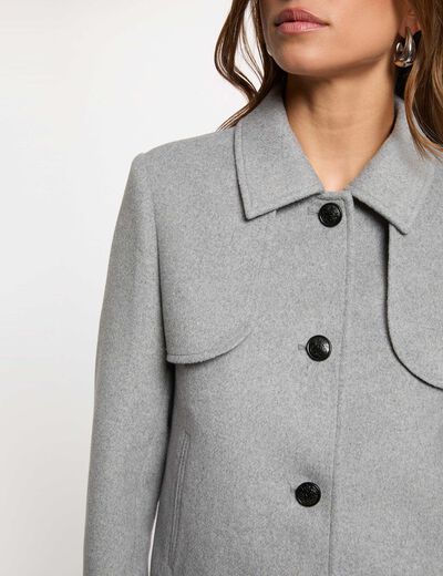 Fitted short coat mid-grey women