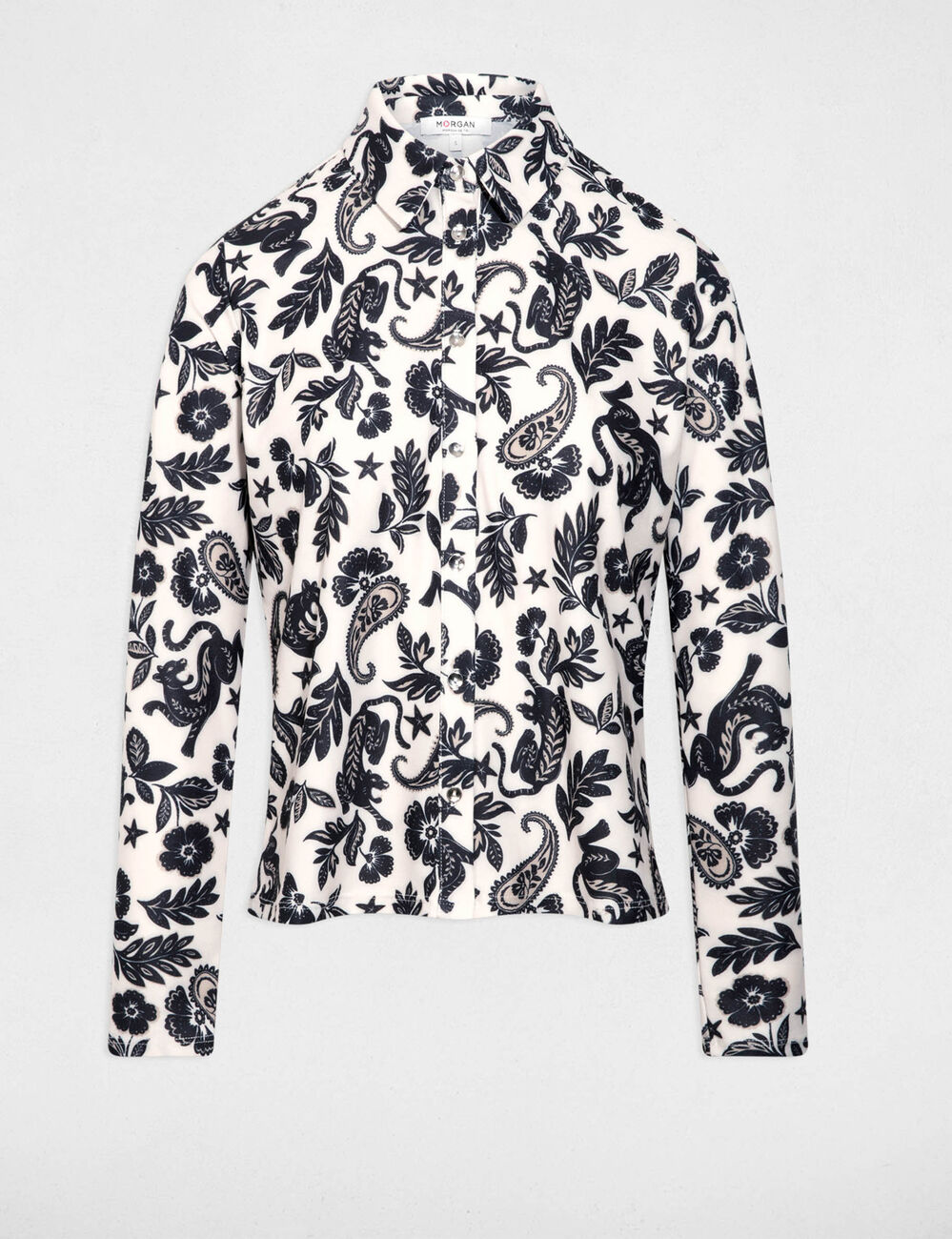T-shirt with a turned-up collar white women