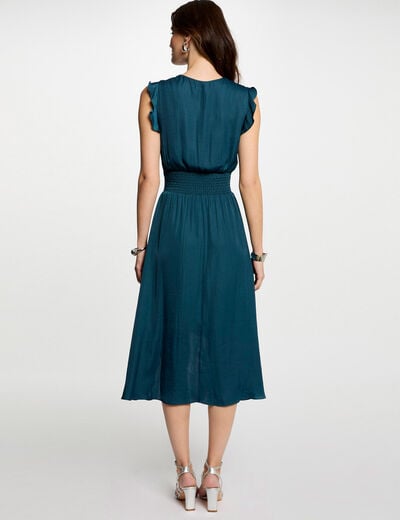 Sleeveless loose straight dress petroleum blue women