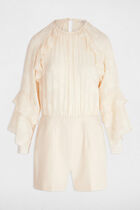 Playsuit with ruffles cream women