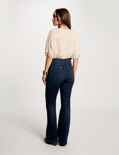Jumper V-neck short sleeves ivory women