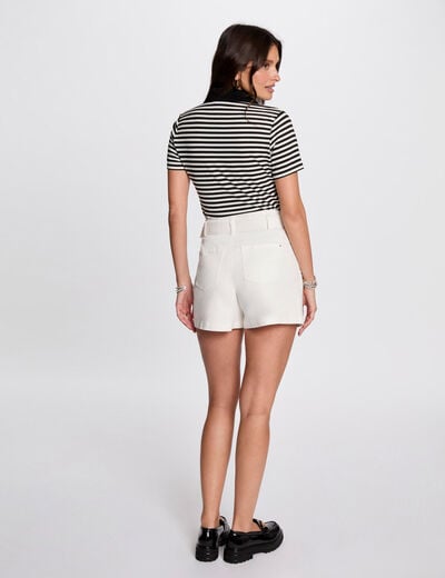 Belted denim shorts white women